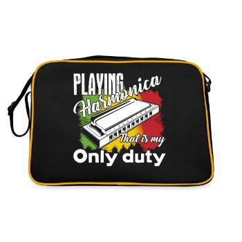 Harmonica Playing Harmonica Is My Duty - Retro Bag - black/gold - Back