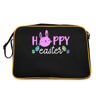 Hoppy Easter Egg Decor Christian Rabbit Holiday - Retro Tasche - Schwarz/Gold - Hinten