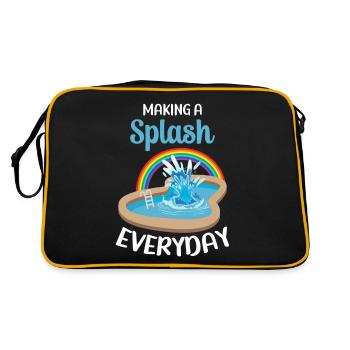 Planschen Im Alltag Pool Tauchen Schwimmen Sport - Retro Tasche - Schwarz/Gold - Hinten
