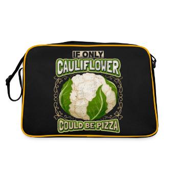 Cauliflower, funny saying, pizza saying - Retro Bag - black/gold - Back