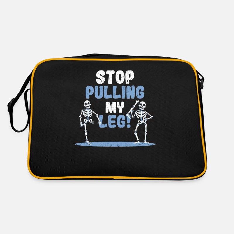 Stop Pulling My Leg Funny Dad Witz Vatertag Witze Retro Tasche