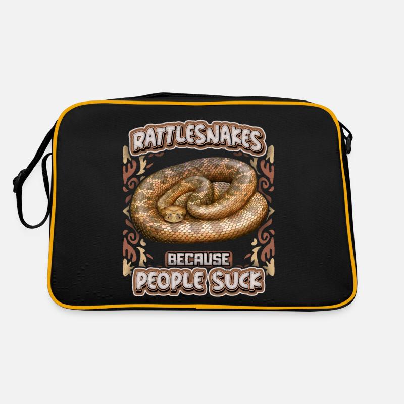Serpent, serpent à sonnette, slogan People-Suck - Sac Retro - noir/or