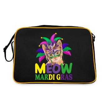 meow mardi gras , cut cat, cats lover - Sac Retro - noir/or - Dos