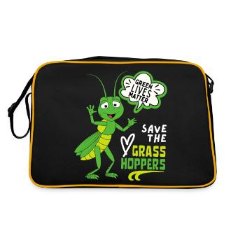 Comic Grashüpfer, lustiger Spruch Heuschrecke - Retro Tasche - Schwarz/Gold - Hinten