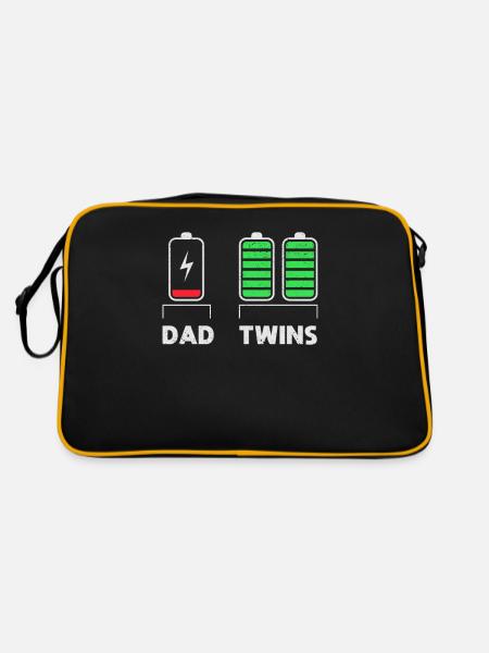 Papa Zwillinge Lustig Beste Vatertag Geburtstag - Retro Tasche - Schwarz/Gold