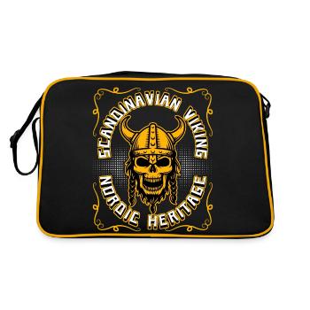 Guerriers vikings Scandinavie Crâne viking - Sac Retro - noir/or - Dos