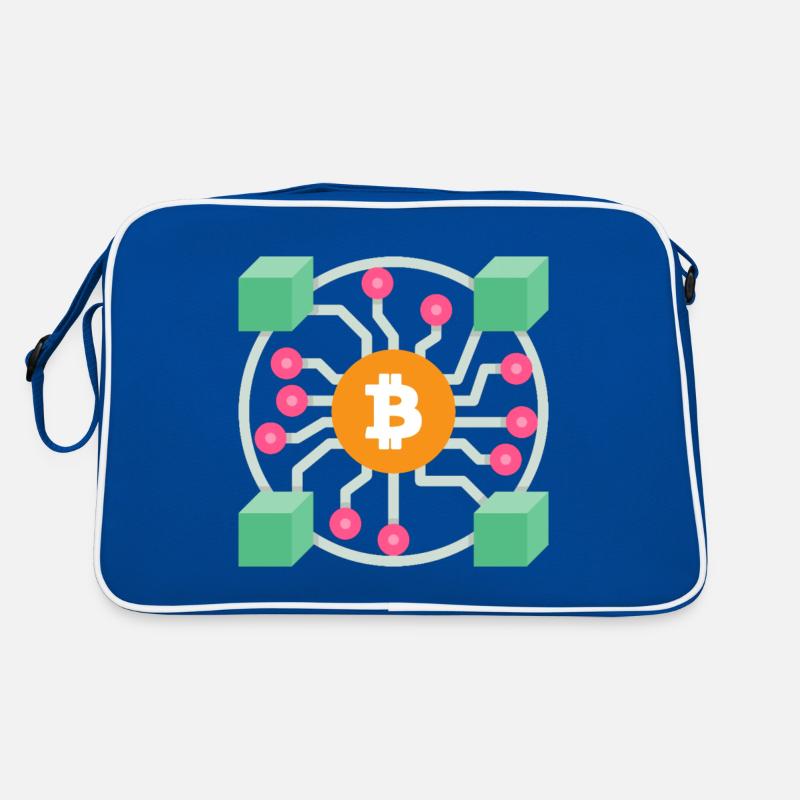 Conception de la blockchain Bitcoin Sac Retro