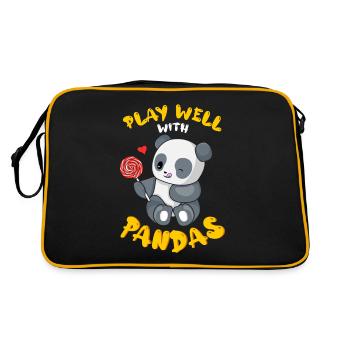 Play well with other wildlife animal panda - Retro Bag - black/gold - Back