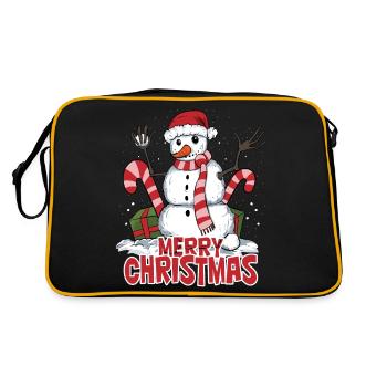 Bonhomme de neige joyeux Noël graphique amusant - Sac Retro - noir/or - Dos