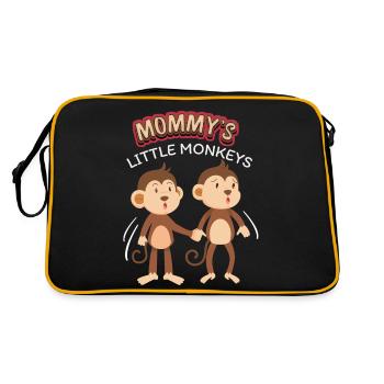 Trois petits singes de dessins animés, petits singes, disant - Sac Retro - noir/or - Dos