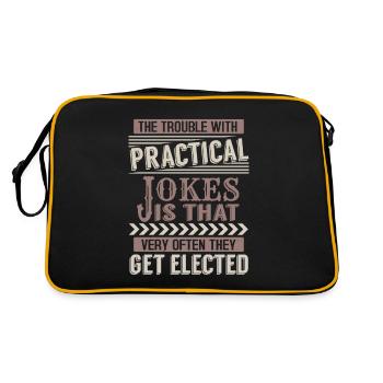 THE TROUBLE WITH PRACTICAL JOKE IS THAT VERY OFTEN - Retro Bag - black/gold - Back