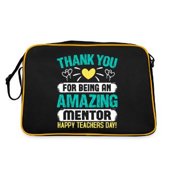 DANKE, DASS DU EIN GROSSARTIGER MENTOR BIST - Retro Tasche - Schwarz/Gold - Hinten