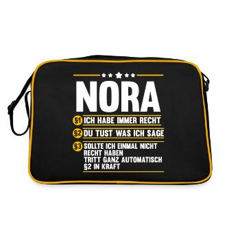 Name Nora - Retro Tasche - Schwarz/Gold - Hinten