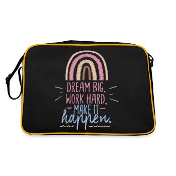 Dicton motivant avec arc-en-ciel, Dream-Big dicton - Sac Retro - noir/or - Dos