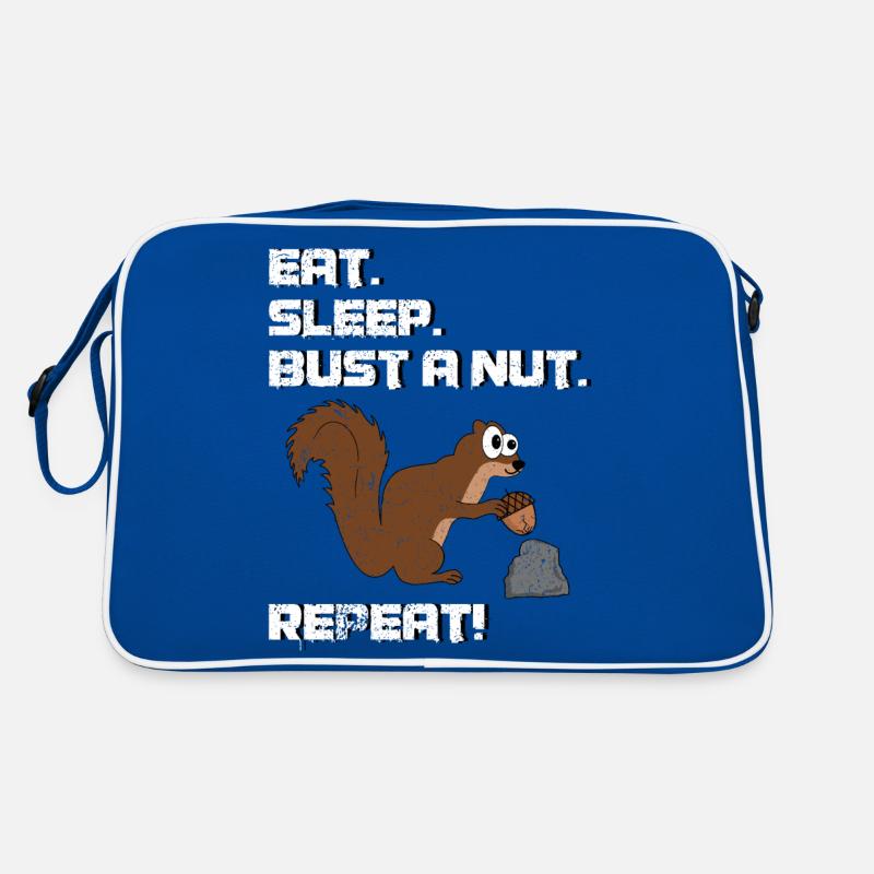 Eat Sleep Bust A Nut Repeat, Squirrel Pun Retro Bag