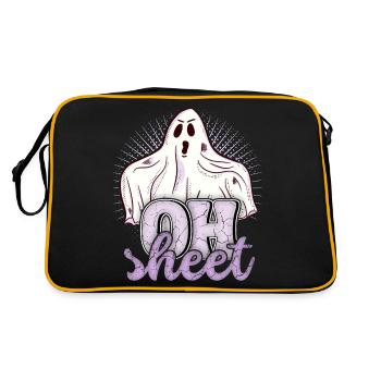 Lustiger Boo-Geist, Bettlaken, Oh-Sheet, Pun - Retro Tasche - Schwarz/Gold - Hinten