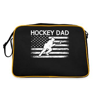 Hockey Dad Vintage Vatertag Sommer Winter Sport - Retro Tasche - Schwarz/Gold - Hinten