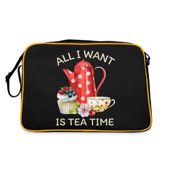 Tea drinker, tea with teapot and cupcake - Retro Bag - black/gold - Back