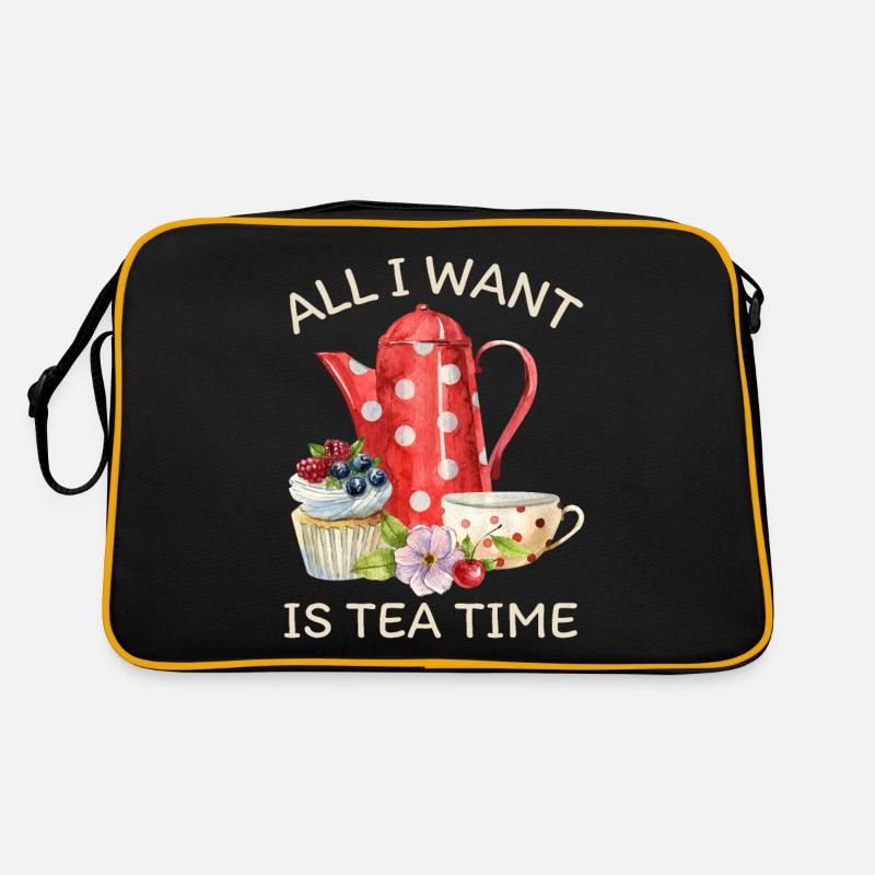 Tea drinker, tea with teapot and cupcake Retro Bag
