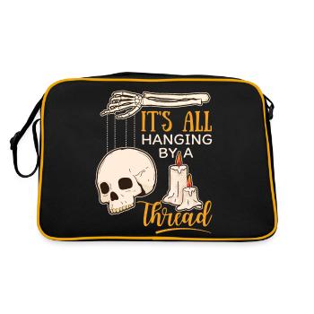 Skull Skull, Marionette, Skeleton Hand, Saying - Retro Bag - black/gold - Back
