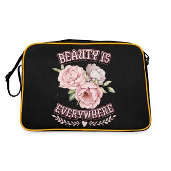 Roses vintage, pivoine, fleur de pivoine, dicton - Sac Retro - noir/or - Dos
