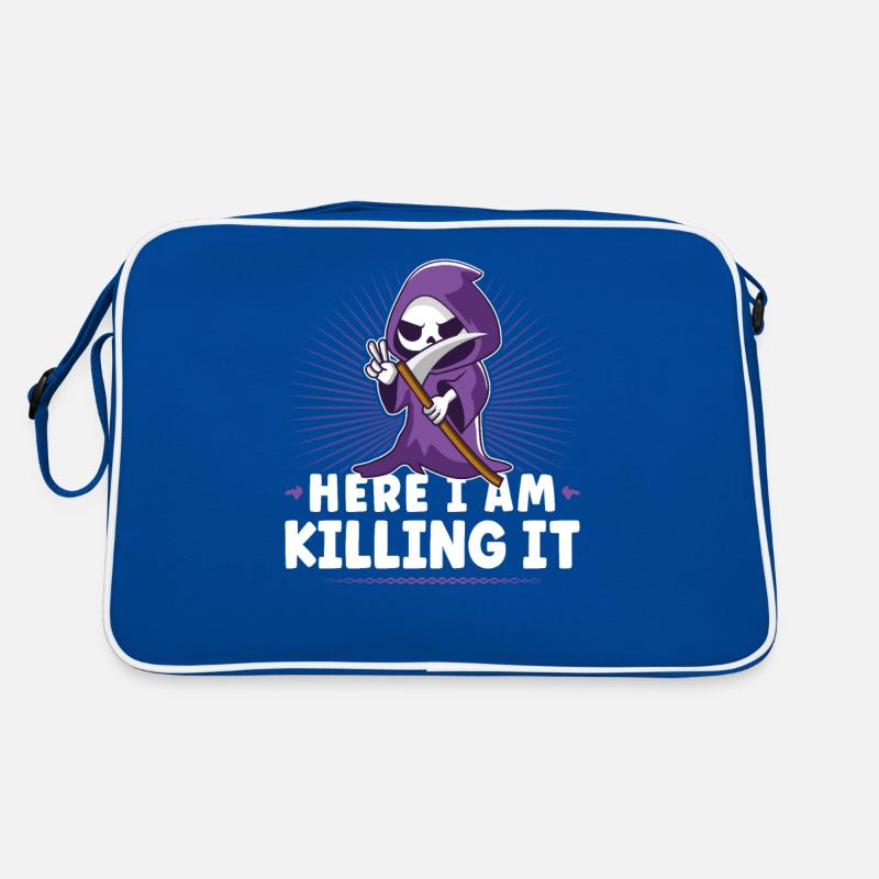 Funny Grim Reaper, Here I Am Killing It, Goth Dark Retro Tasche