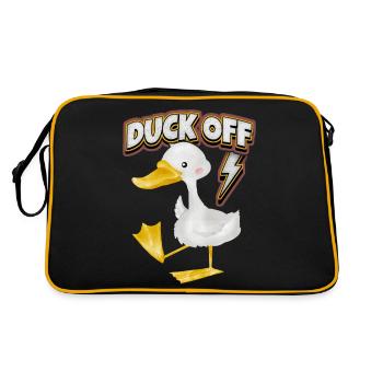 Comic duck, funny saying Duck-Off, Pun - Retro Bag - black/gold - Back