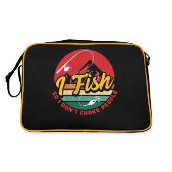 Ich fische, damit ich die Leute nicht ersticke - Retro Tasche - Schwarz/Gold - Hinten