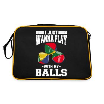 I Just Wanna Play With My Balls - Retro Tasche - Schwarz/Gold - Hinten