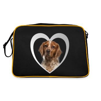 Epagneul Breton Herz - J’aime Epagneul Breton - Sac Retro - noir/or - Dos