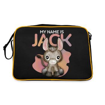 Âne, Jack-Donkey, drôle en disant My-Name-Is-Jack - Sac Retro - noir/or - Dos
