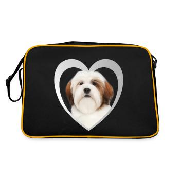 Cœur de Lhassa Apso - J’aime Lhassa Apso - Sac Retro - noir/or - Dos