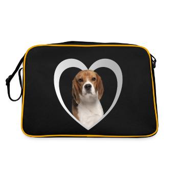 Beagle Herz - I Love Beagle - Retro Bag - black/gold - Back