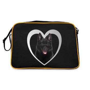 Schipperke Herz - I Love Schipperke - Retro Tasche - Schwarz/Gold - Hinten