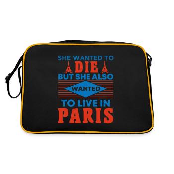 SHE WANTED TO DIE BUT SHE ALSO WANTED TO LIVE IN - Retro Bag - black/gold - Back