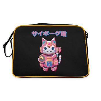 Cyborg Maneki Neko Cat Cyber Esthétique Japonaise - Sac Retro - noir/or - Dos