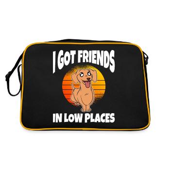 I Got Friends In Low Places Dachshund - Retro Tasche - Schwarz/Gold - Hinten