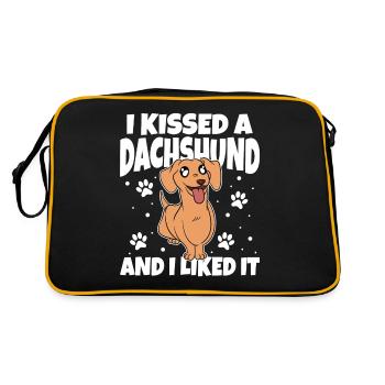 I Kissed A Dachshund And I Liked It - Retro Tasche - Schwarz/Gold - Hinten