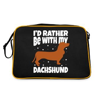 I'd Rather Be With My Dachshund - Retro Tasche - Schwarz/Gold - Hinten