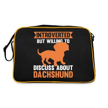 Introverted But Willing To Discuss About Dachshund - Retro Tasche - Schwarz/Gold - Hinten