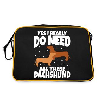 Yes I Really Do Need All These Dachshund - Retro Tasche - Schwarz/Gold - Hinten