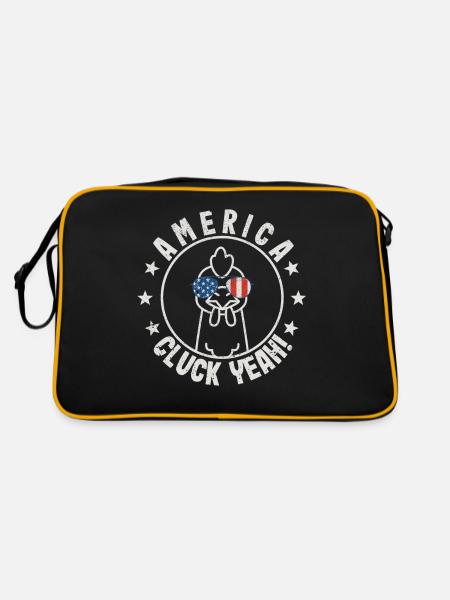 Cluck yes chicken July 4th glasses t shirt boys - Retro Bag - black/gold - Back