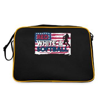 Patriotic Red, White & Softball Fourth July - Retro Bag - black/gold - Back