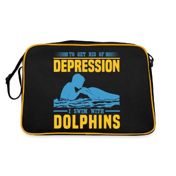 DEPRESSION ICH SCHWIMME MIT DELFINEN - Retro Tasche - Schwarz/Gold - Hinten