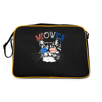 July 4 Shirt Meowica American Flag Cat - Retro Bag - black/gold - Back