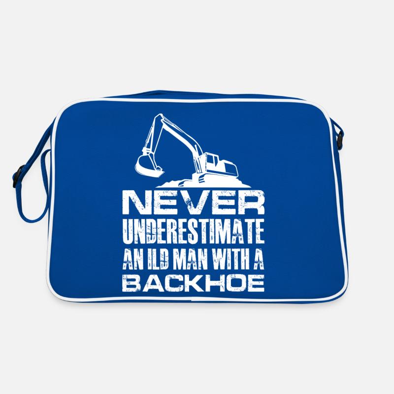 never understimate an ild man with backhoe Design Retro Tasche