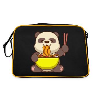Panda Ramen Japanisches Essen - Retro Tasche - Schwarz/Gold - Hinten