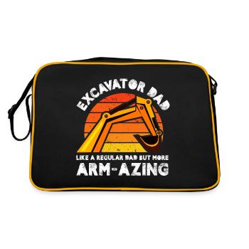 excavator dad armazing Design for a dad - Retro Tasche - Schwarz/Gold - Hinten