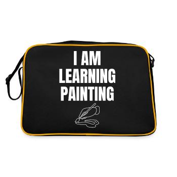 Ich lerne Malen Spruch Englisch - Retro Tasche - Schwarz/Gold - Hinten