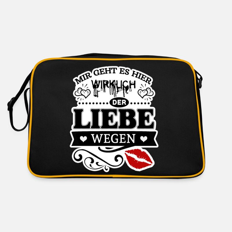 Der Liebe wegen - Retro Tasche - Schwarz/Gold